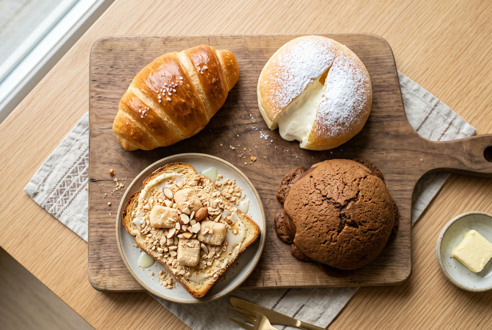 Salt bread and injeolmi toast